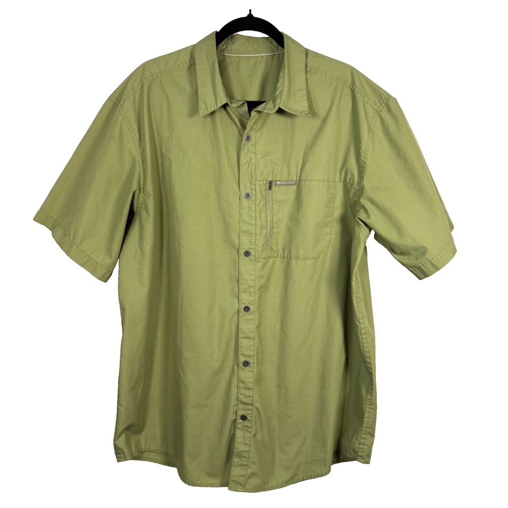 Columbia Omnishield Green Short Sleeve Fishing Performance Shirt Men's XL